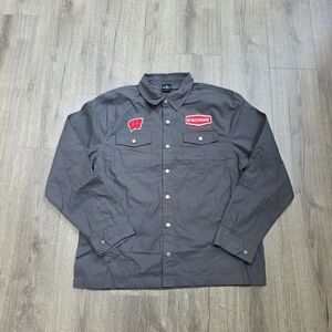 Wisconsin Badgers Canvas Button Up Shirt Mens Size Large